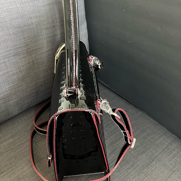 NWT ARCADIA 1473 PATENT LEATHER SATCHEL HANDBAG PURSE MADE IN ITALY - Picture 4 of 11